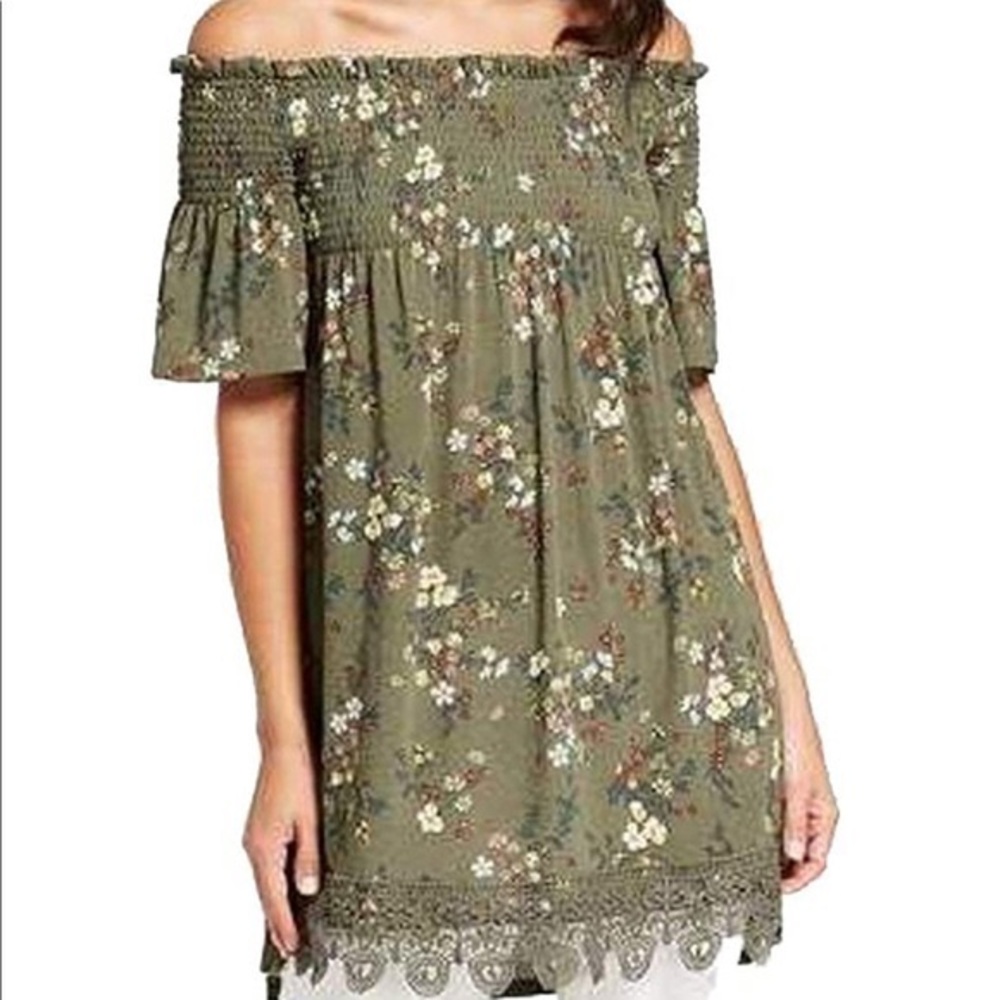 Green Floral Boho Dress - Small